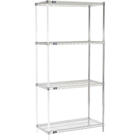 Nexel 5 Tier Chrome Wire Shelving Add-On Unit, 48W x 18D x 86H A18488C5
